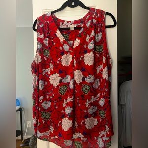 Floral Sleeveless Blouse Size XL